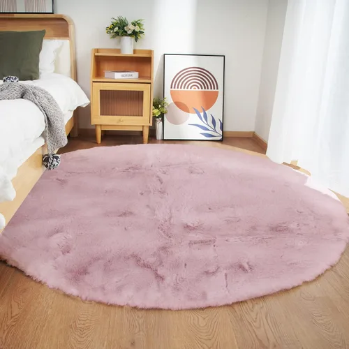 Miniatura 63 de Ghouse Alfombra ultrasuave de pelo sintético de conejo, alfombras lavables a máquina para dormitorio, alfombras esponjosas para sala de estar, Blanco