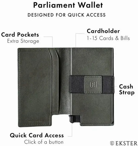 Miniatura 2 de Ekster Parliament - Cartera delgada de cuero - Bloqueo RFID - Acceso rápido a la tarjeta Verde Juniper Green Moderno
