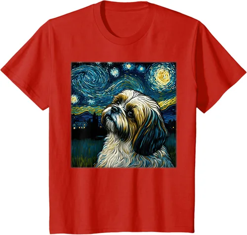 Miniatura 50 de Camiseta Surrealism Starry Night Shih Tzu Dog