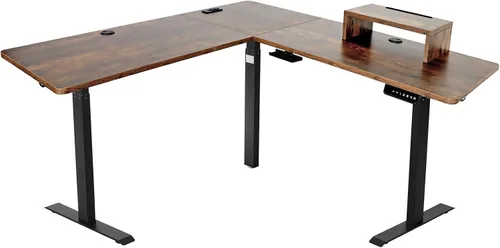 Miniatura 7 de UNICOO XOT-L3E-BB - Escritorio de pie eléctrico de altura ajustable con triple motor en forma de L, escritorio esquinero para juegos y oficina