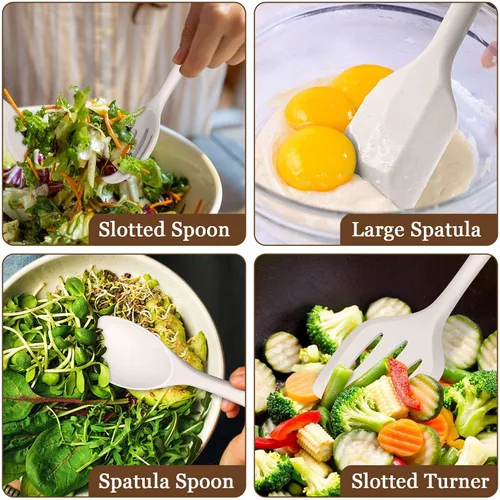 Miniatura 5 de LIANYU 8Pcs Juego de Utensilios de Cocina, Juego de Utensilios de Cocina de Silicona, Herramientas de Cocina Resistente al Calor para Utensilios