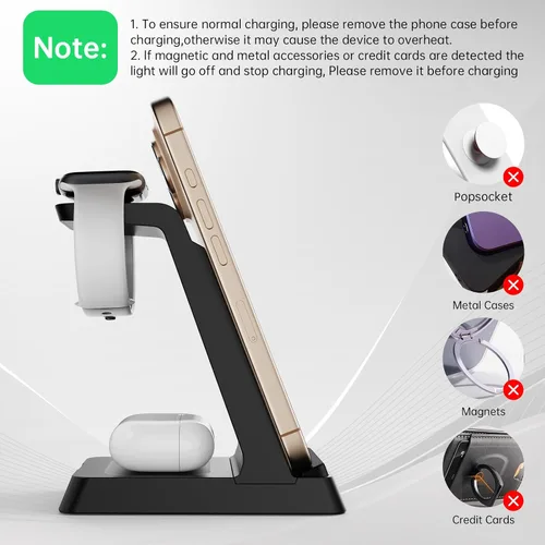 Miniatura 5 de Estación de carga 3 en 1 2026 de carga rápida para iPhone, cargador inalámbrico para iPhone 17 16e 16 15 14 13 12 11 X Pro Max y Apple Watch