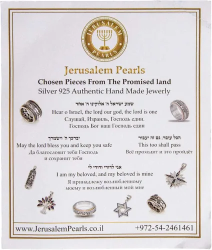 Miniatura 3 de Colgante clásico de plata 925 de estrella mesiánica de David con cruz, Israel Jerusalén Tierra Santa Regalo Plata maciza 925 Collar