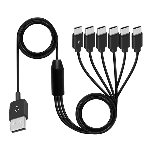 Miniatura 8 de Poyiccot Cable divisor USB C, 6 en 1, USB 2.0 tipo A a 6 tipo C, cable de carga macho con carga rápida de 3 A para Android, Samsung, tableta, 1.5