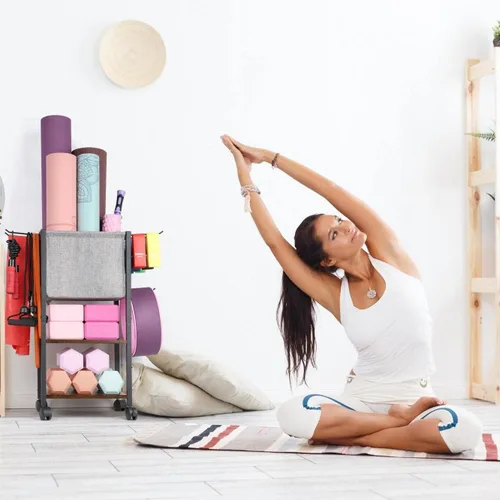 Miniatura 7 de Estante de Almacenamiento para Esterilla de Yoga, Equipo de Gimnasio en Casa, Organizador de Equipo de Entrenamiento, Soporte para Esterilla de Yoga
