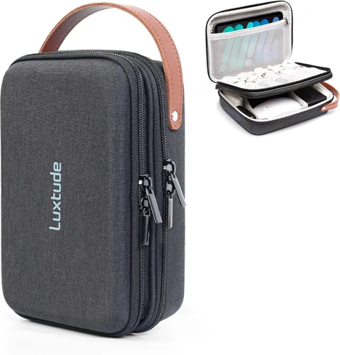 Luxtude Estuche organizador de artículos electrónicos, bolsa de tecnología portátil para trabajar/viajar, resistente carcasa rígida con cremallera