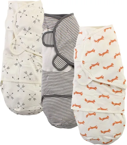 Miniatura 3 de Touched by Nature Envolturas unisex de algodón orgánico para bebé, paquete de 3 corazones, 0-3 meses