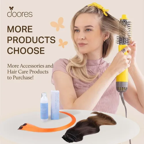Miniatura 7 de DOORES Extensiones de cabello humano real, color negro azabache, 5.64 oz, 7 unidades, 24 pulgadas, cabello Remy liso natural con clip, trama