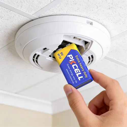 Miniatura 4 de PKCELL Baterías de 9 V, paquete de 10 baterías de 9 voltios de carbono y zinc, batería de 9 V para detector de humo, alarmas, batería cuadrada 6F22