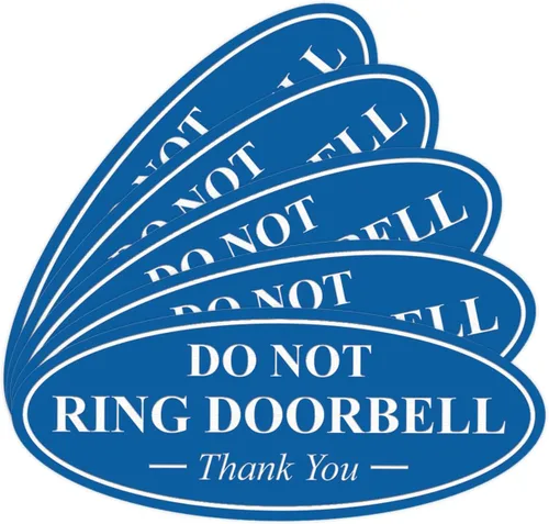 Miniatura 10 de All Quality Cartel de agradecimiento ovalado con texto en inglés «Do not Ring DOORBELL», color negro, pequeño, 1 paquete