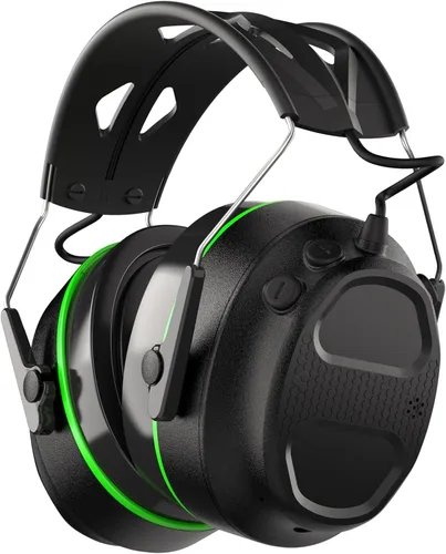Gel Ear Pad Bluetooth Hearing Protection Headphones, 30dB SNR, 120H Playtime, Safety Earmuffs for Mowing, Landscaping