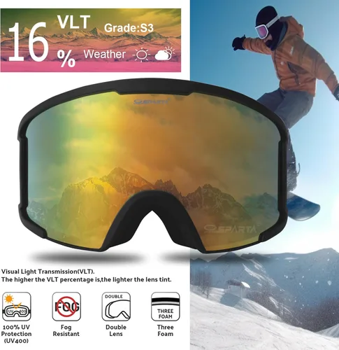 Miniatura 2 de OUTDOOR SPARTA OTG - Gafas de esquí para hombres, mujeres y jóvenes, 100 % protección UV y antirreflejos