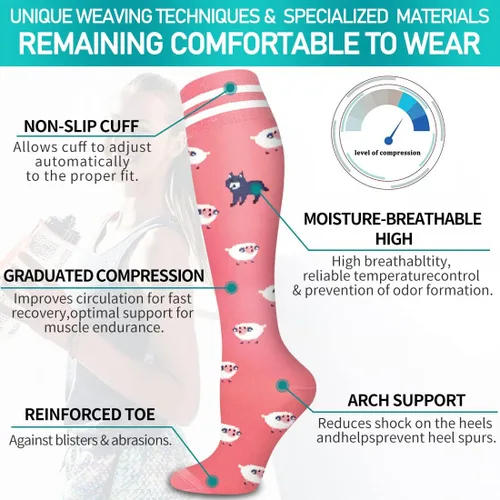 Miniatura 5 de Calcetines médicos de compresión de cobre para mujeres y hombres (6 pares), el mejor apoyo para correr, atletismo, enfermería, viajes