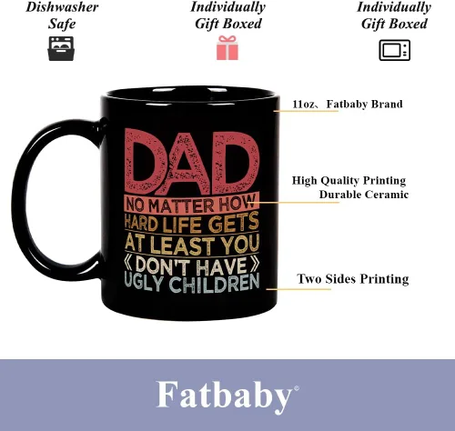 Miniatura 5 de Fatbaby Taza de café divertida para papá, cumpleaños humorístico, Día del Padre, Acción de Gracias, Navidad, regalos para papá, no tienes niños