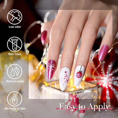 Miniatura 4 de RARJSM Juego de esmaltes de uñas de gel metalizados para arte de uñas, negro, plata, oro rosa, azul, verde, rojo, con brillantina, 12 colores, 0.2