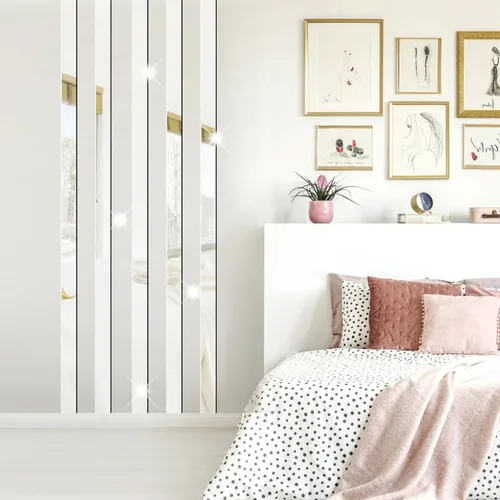 Miniatura 9 de Calcomanías de pared de espejo acrílico, espejo a rayas 3D para sala de estar, calcomanías de pared de línea extraíble, calcomanías de pared