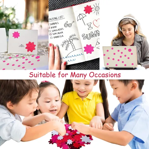 Miniatura 7 de Calcomanías de flores, calcomanías de fieltro para niños, flores de fieltro para manualidades, suministros de manualidades para álbumes de recortes