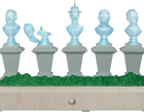 Miniatura 7 de Tarjeta de recuerdo navideña Hallmark, colección Disney La mansión embrujada, bustos cantantes con luz y sonido, regalos para fans de Disney