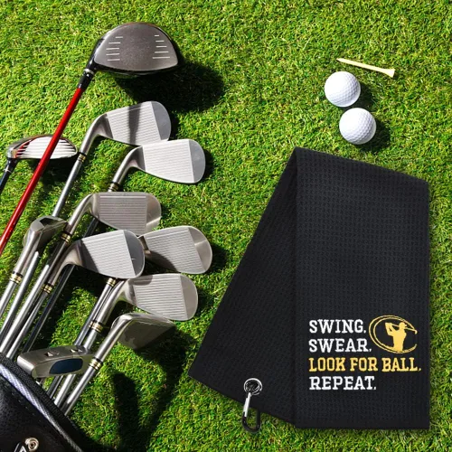 Miniatura 4 de Hafhue Swing Swear Look - Toalla de golf, para abuelo, papá, amante del golf, toallas de golf bordadas con clip, regalos de cumpleaños de Navidad