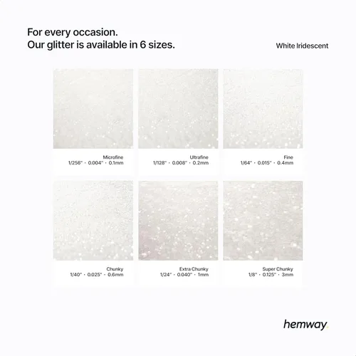 Miniatura 323 de Hemway - Purpurina para resina 100g, cristales metálicos plateados, copos súper gruesos para vasos de epoxi, cera de fusión