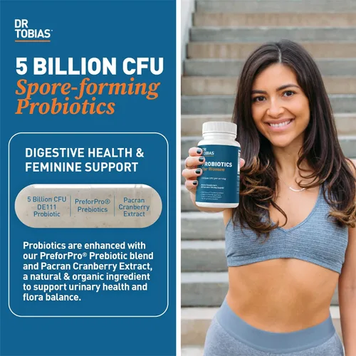 Miniatura 2 de Dr. Tobias Probióticos para mujeres con prebióticos y extracto de arándano para la salud del tracto urinario para mujeres Apoya la salud digestiva