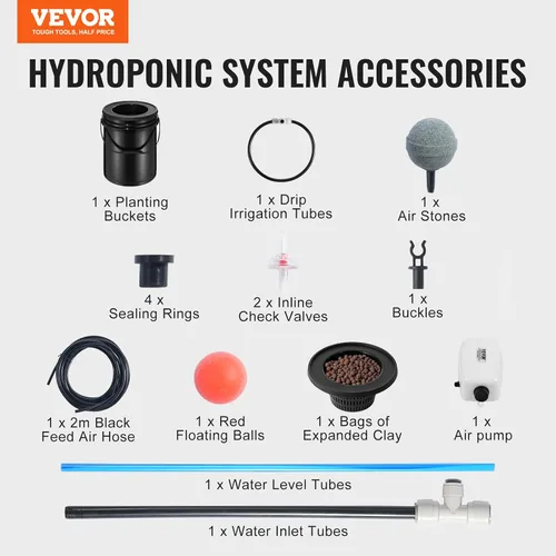 Miniatura 7 de VEVOR Sistema de Cultivo Hidropónico DWC, Sistema de Cultivo Hidropónico con Kit de Goteo Superior, Cultura de Agua Profunda de 5 Galones con Bomba