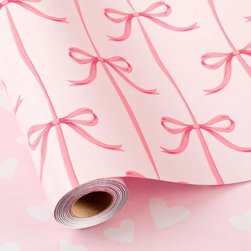 Miniatura 22 de Burymento Papel de regalo de animales, diseño reversible de lunares, envoltura de regalo para baby shower, cumpleaños, San Valentín, día