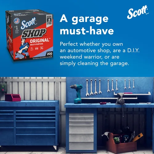 Miniatura 8 de Scott Shop Original Toallas azules (75190), toalla de papel similar a tela de 9 x 12 pulgadas (8 cajas de 200 hojas, 1600 hojas en total)