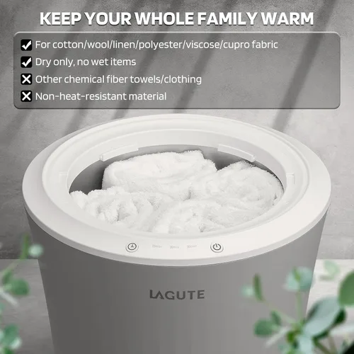 Miniatura 6 de Lagute Calentador de toallas de 20L para baño, temporizador de 3 niveles, alarma de advertencia y luz RGB, apagado automático, cubo calefactable