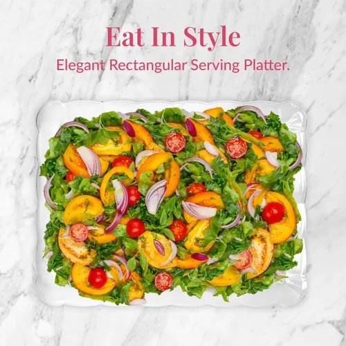 Miniatura 4 de Prestee Paquete de 12 platos rectangulares de plástico para servir, bandeja desechable de alimentos de 9 x 13 pulgadas para fiestas y eventos