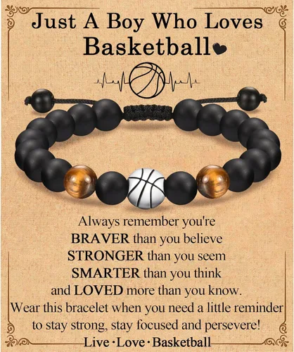 Miniatura 31 de EFVISD Pulsera de fútbol, baloncesto, béisbol, hockey para regalos para niños jugadores amantes de equipos, hijo, nieto, hermano, sobrino, amigo
