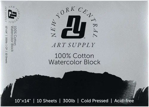 Miniatura 11 de New York Central Bloque de acuarela, prensa en frío de 300 libras de 8 x 8 pulgadas, 10 hojas en total, papel de acuarela archival para artistas