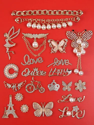 Miniatura 4 de Bling Jewelry - Abalorios de zapatos de diamantes esmaltados para decoración de zapatos con cadenas accesorios para zuecos para niñas y mujeres
