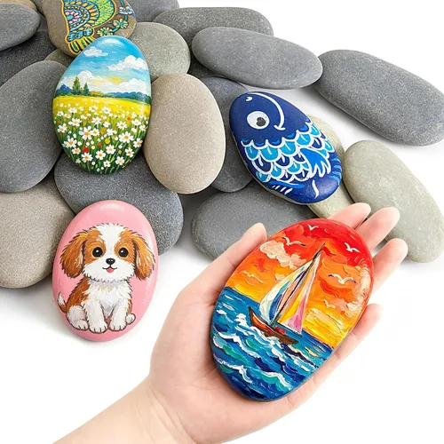 Miniatura 12 de Simetufy 20 rocas para pintar, rocas de pintura planas naturales de 1-2 pulgadas, piedras lisas para manualidades, artes, decoración, rocas