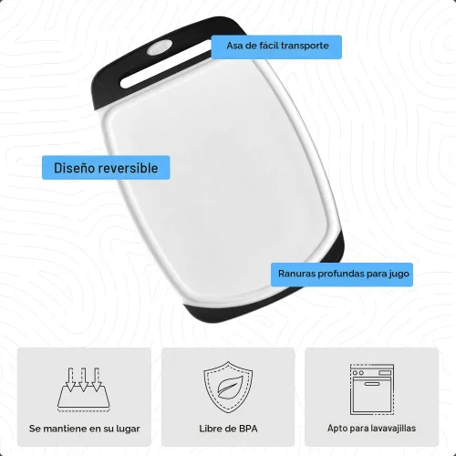 Miniatura 5 de GORILLA GRIP Juego de 3 tablas de cortar de cocina reversibles sin BPA, diseñadas en Estados Unidos, no porosas, ranuras para jugos, borde