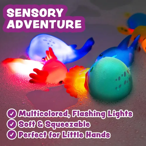 Miniatura 5 de Tub Works® Under the Sea™ Light Up Bath Toys, 6 Pack Water-Activated Light Up Toys Flash & Change Color Easy-Grip Baby & Toddler Bath Toys