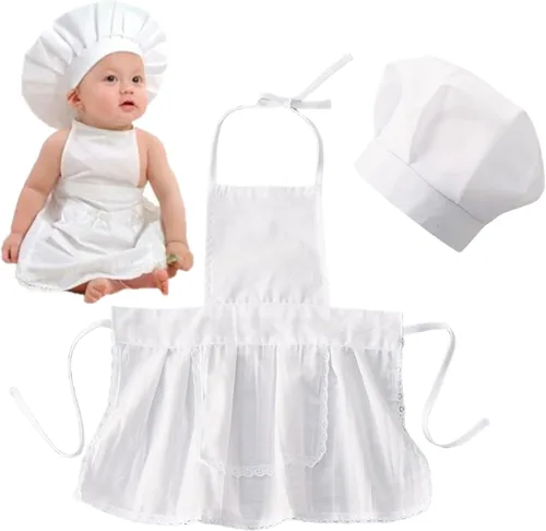 Miniatura 6 de Zeroest Traje de chef para bebé, accesorios de fotografía para niños pequeños, delantal de chef divertido para sesión de fotos, sombrero de chef