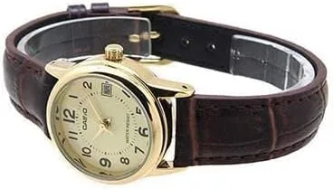 Miniatura 2 de EAW-LTP-V002GL-9BUDF Casio LTPV002GL-9B Reloj de cuarzo de cuero marrón para mujer, Reloj de cuarzo
