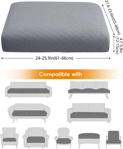 Miniatura 3 de Fuloon Fundas de cojín impermeables para asiento 2 piezas, fundas elásticas para cojín de sofá, fundas para sofá, protector de muebles lavable