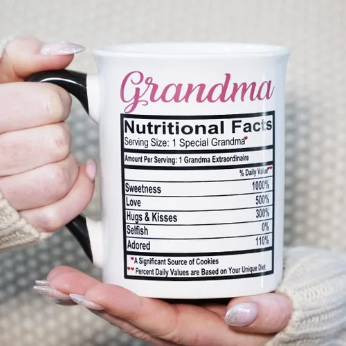 Miniatura 5 de Cottage Creek Taza de café para abuela, taza de café grande de cerámica con datos nutricionales de 16 onzas para abuela, regalos de cumpleaños