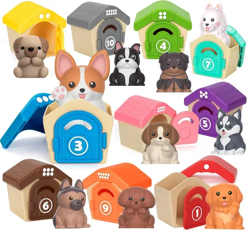Miniatura 9 de Juguetes de aprendizaje para niños de 1, 2, 3 años, 20 juguetes de animales de granja, juguetes Montessori para contar, combinar y clasificar