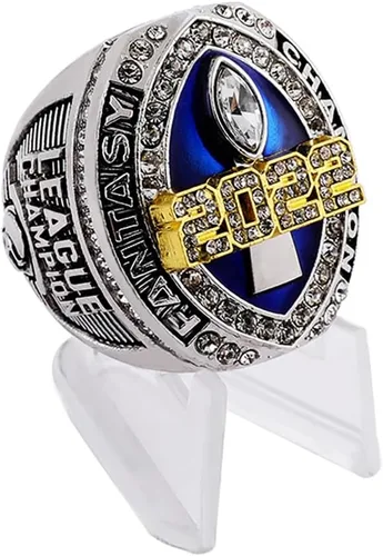 Miniatura 4 de Anillo del campeonato de fútbol de fantasía 2022 Anillo pesado de campeón FFL Trofeo de premio chapado en oro y plata para el ganador de la Liga