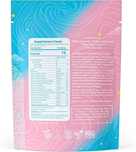 Miniatura 2 de Gomitas prenatales certificadas Halal, vitaminas esenciales con folato, DHA/EPA Omega-3, biotina y zinc para el desarrollo del bebé y el bienestar