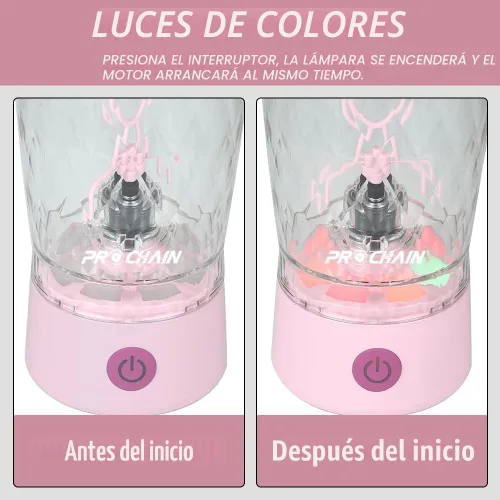 Miniatura 7 de PROCHAIN Botella agitadora eléctrica de proteínas, mezclador de batidos de proteínas, taza de mezcla automática portátil para preentrenamiento, Rosa