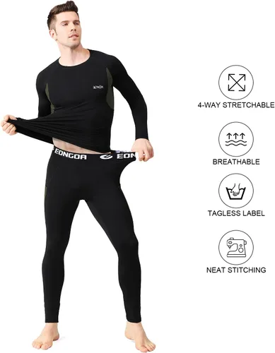 Miniatura 3 de Conjunto de ropa interior térmica para hombre con forro polar para esquí, invierno, capa base cálida para clima frío
