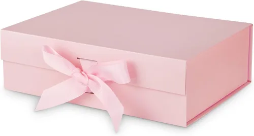 DaiJoob Caja de regalo con tapa para regalos de 10.5 x 7.5 x 3.1 pulgadas con cinta y cierre magnético (paquete de 1) (rosa)