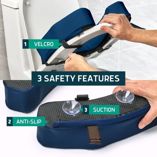 Miniatura 4 de Lunderg Elevador acolchado para asiento de inodoro para personas mayores, añade 2 pulgadas. Ajuste universal. Cojín de asiento de inodoro elevado