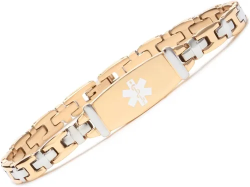 Miniatura 111 de LinnaLove Lady Medical Alert - Pulseras médicas de acero inoxidable para mujer, 7.5 pulgadas