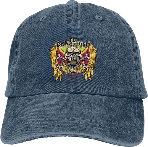 Miniatura 9 de Cowboy Hat Trendy Hats for Man and Women Djustable Four Season Outdoor Baseball Cap of Hell Skull with Angel Navy Blue