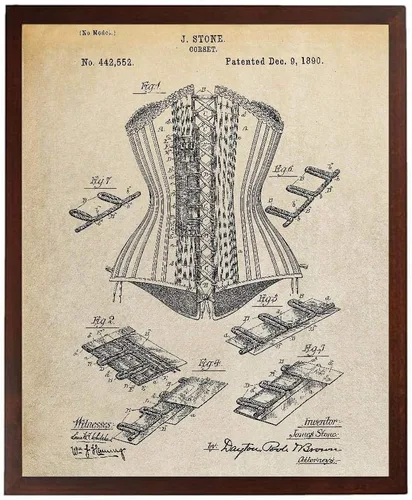 Cartel de patente de corsé Boutique Decoración Victoriana Corset Saloon Girl TDP432